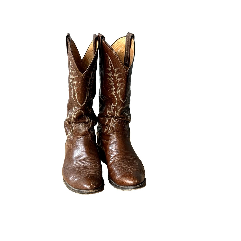 NOCONA Brown Leather Western Cowboy Boot Men's Size 8.5D Made in USA - Picture 6 of 16